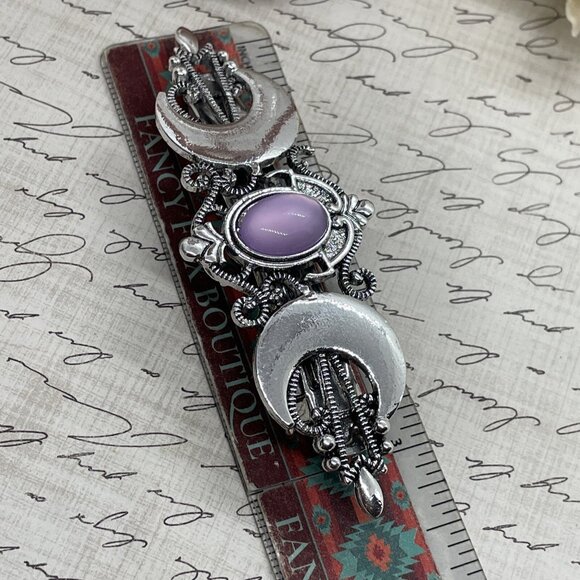 Festival Double Silver Purple Half crescent Moon magic Spell Love Hair Clip Comb - Picture 6 of 12